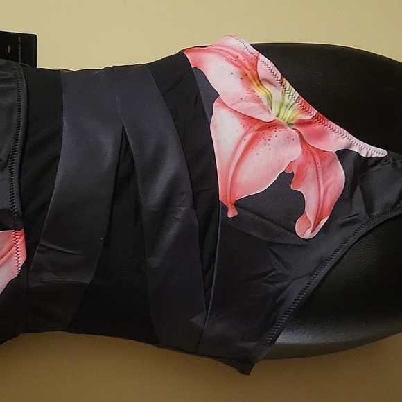 Floral Black One-Piece Swimsuit - Picture 3 of 8